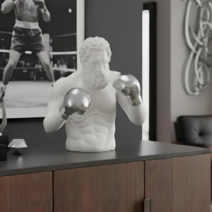 Statueta decorativa BOXER 50cm alb/ argintiu - Img 2
