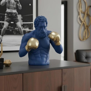Statueta decorativa BOXER 50cm albastru/ auriu - Img 2