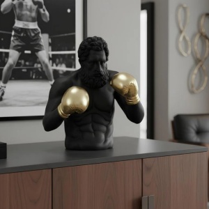 Statueta decorativa BOXER 50cm negru/ auriu - Img 2