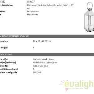 Suport lumanare design LUX Vanini S, nickel 104377 HZ - Img 2