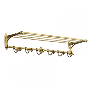 Suport suspendat pentru haine cu raft si carlige design LUX Arini alama antic