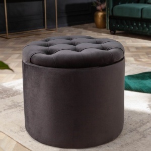 Taburete cu spatiu de depozitare Modern Barock 50cm, negru - Img 4