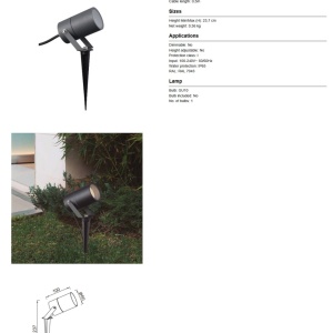 Tarus cu Proiector GU10 IP65 QUEBEC gri - Img 6