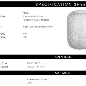 Vas decorativ design LUX realizat manual din sticla Varese L frosted - Img 6