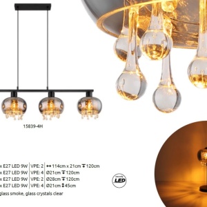 Veioza, lampa de masa design modern Corry negru, fumuriu 221510 universul-luminii.ro