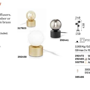 Veioza, Lampa de masa design modern Perlage tl1 alama/amber 128390 universul-luminii.ro