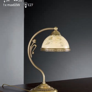 Veioza / Lampa de masa din alama cu sticla decorata design italian 6208 101750 universul-luminii.ro