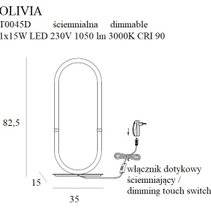 Veioza, lampa de masa LED dimabil Olivia T0045D MX 97920 universul-luminii.ro