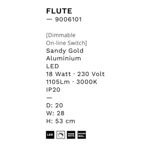 Veioza, lampa de masa LED Flute auriu 229140 universul-luminii.ro
