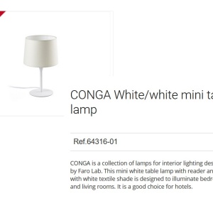 Veioza / Lampa de masa moderna design elegant CONGA mini alba 64316-01 90180 universul-luminii.ro