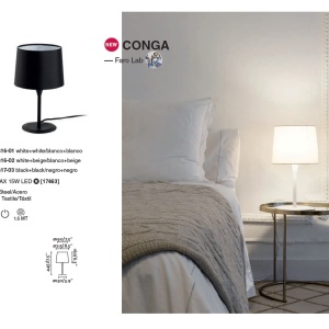 Veioza / Lampa de masa moderna design elegant CONGA mini neagra 64317-03 90200 universul-luminii.ro