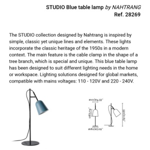 Veioza, Lampa de podea design modern Studio albastru 161190 universul-luminii.ro