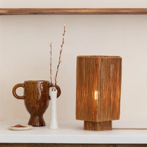 Veioza/Lampa Eco din Rafie, Panama octogon L, maro 167000 universul-luminii.ro