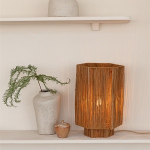 Veioza/Lampa Eco din Rafie, Panama octogon L, maro 243750 universul-luminii.ro