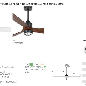Ventilator de tavan cu telecomanda design modern JUST FAN negru 80820 universul-luminii.ro