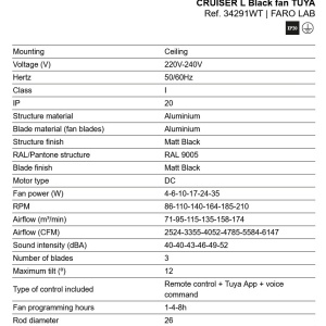 Ventilator tavan smart sistem TUYA si telecomanda CRUISER L negru - Img 5