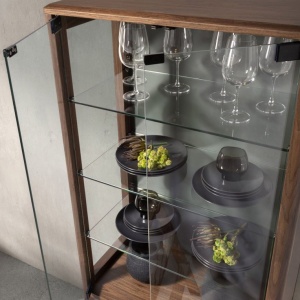 Vitrina design LUX cu iluminat Glass and Walnut - Img 7