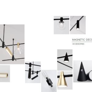 Accesoriu, Corp de iluminat pentru sistemul magnetic PUZZLE si GRAMMI, Versus alama satinata 188111 universul-luminii.ro