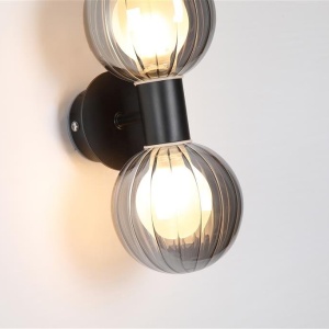 Aplica baie Protectie IP44 metal negru, sticla fumurie Luminsphere 2Lt 628201 universul-luminii.ro