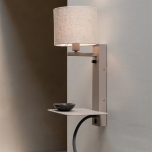 Aplica cu raft si reader LED, port USB si abajur textil in deschis Florence 248851 universul-luminii.ro