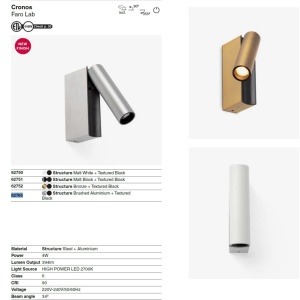 Aplica cu reader LED directionabil stil minimalist CRONOS aluminiu - Img 3