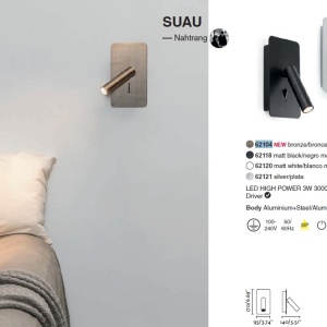 Aplica cu reader LED minimalista SUAU bronz 62104 89981 universul-luminii.ro