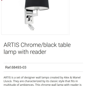 Aplica cu reader LED stil clasic design elegant ARTIS crom/negru 92151 universul-luminii.ro