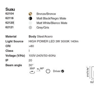Aplica cu reader LED stil minimalist SUAU alba 215081 universul-luminii.ro
