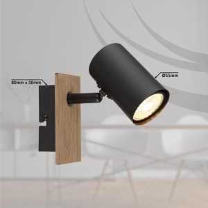 Aplica cu Spot directionabil LINCA natur/negru 240181 universul-luminii.ro