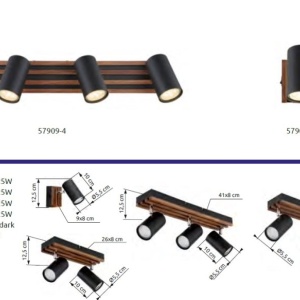 Aplica cu Spot directionabil metal negru lemn KAYDEN 249411 universul-luminii.ro
