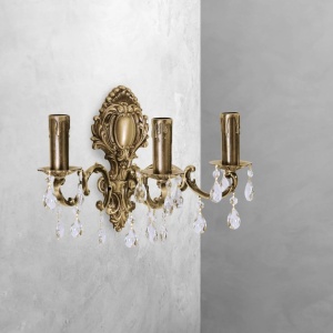 Aplica de perete 3 brate din alama si cristal Venezia - Img 3