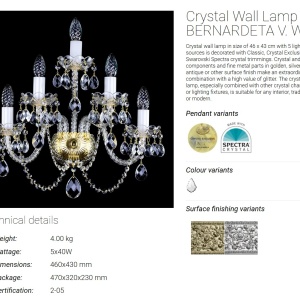 Aplica de perete 5 brate Cristal Bohemia Exclusive BERNARDETA V 176971 universul-luminii.ro