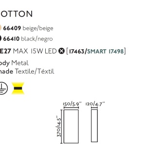 Aplica de perete ambientala design modern COTTON Round 2L neagra 84191 universul-luminii.ro