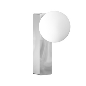 Aplica de perete baie, metal cromat cu glob de sticla alba Boletta IP44 - Img 3