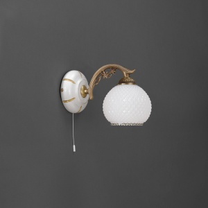 Aplica de perete clasic design italian din alama, sticla si lemn 8605 RA-A. 8605/1 101761 universul-luminii.ro