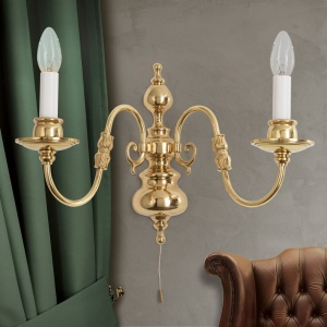 Aplica de perete cu 2 brate design clasic FLAMISCH, alama lucioasa 241401 universul-luminii.ro