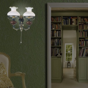 Aplica de perete cu 2 brate design italian din alama cu lemn 620 105581 universul-luminii.ro