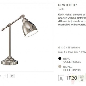 Aplica de perete cu brat reglabil, finisaj nickel, NEWTON AP1 016399 66631 universul-luminii.ro
