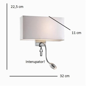 Aplica de perete cu cu reader LED HOTEL AP2 BIANCO 035949 43711 universul-luminii.ro