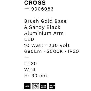 Aplica de perete cu lumina ambientala LED Cross 30cm 148271 universul-luminii.ro