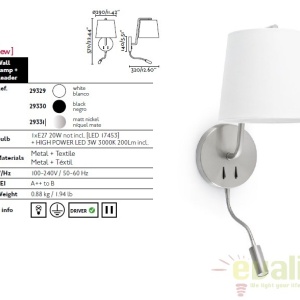 Aplica de perete cu reader LED BERNI 29331 48451 universul-luminii.ro