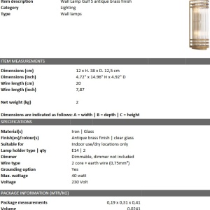 Aplica de perete design LUX Gulf S alama antic 114985 HZ 88681 universul-luminii.ro