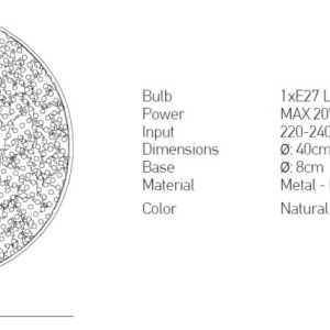 Aplica de perete design modern Huidu natur, negru 62121 universul-luminii.ro