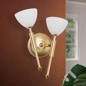 Aplica de perete design modern OPALDESIGN 2L dreapta, auriu mat - Img 3