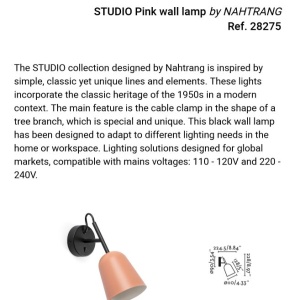 Aplica de perete design modern Studio roz 160941 universul-luminii.ro