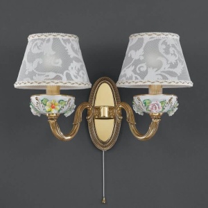 Aplica de perete din alama si portelan 2 brate design italian
