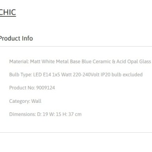 Aplica de perete din ceramica design modern CHIC albastru 232451 universul-luminii.ro