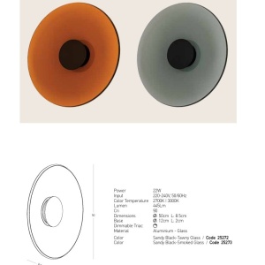 Aplica de perete din sticla diametru 50cm, LED Smoked Glass - Img 5