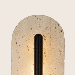 Aplica de perete din travertin si metal negru LED VETRO - Img 3