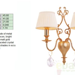 Aplica de perete doua brate Irina 376235 54551 universul-luminii.ro